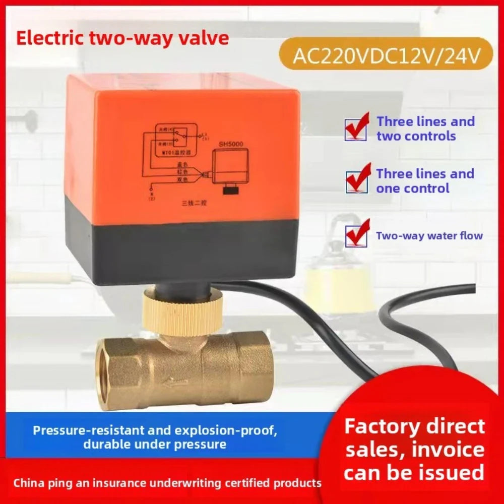 Copper Electric Ball Valve DN15–DN50 | 12V 24V 220V