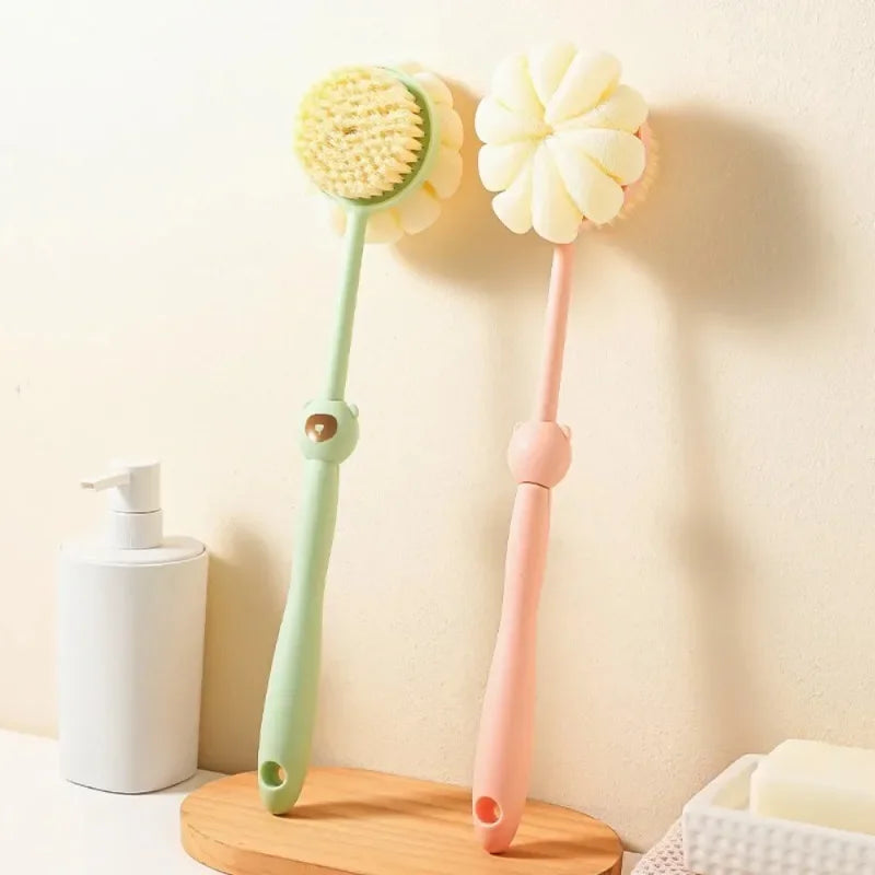 Two-Sided Silicone Body Brush | Long Handle Back Scrubber Body Bath Brush Peaceful Pleasures Health and Wellness