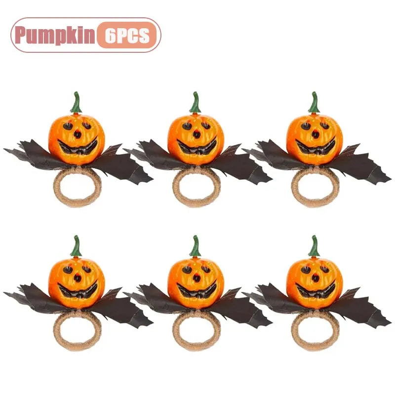 Halloween Pumpkin Napkin Rings Set 6–12pcs | Spooky Table Decor