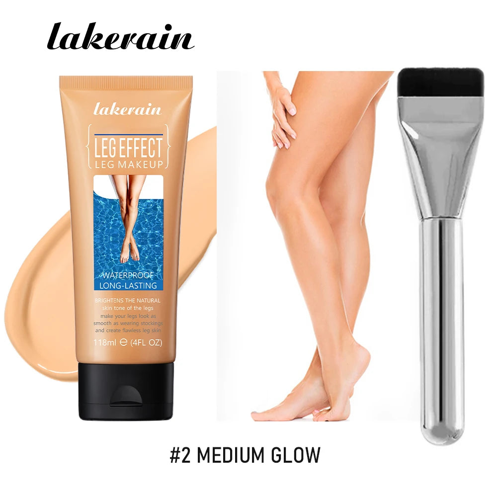 116ml Medium Bronze Body Tanning Cream Leg Makeup Foundation With Brush Waterproof Long Lasting Even Skin Tone Body Makeup Peaceful Pleasures Health and Wellness 2medium