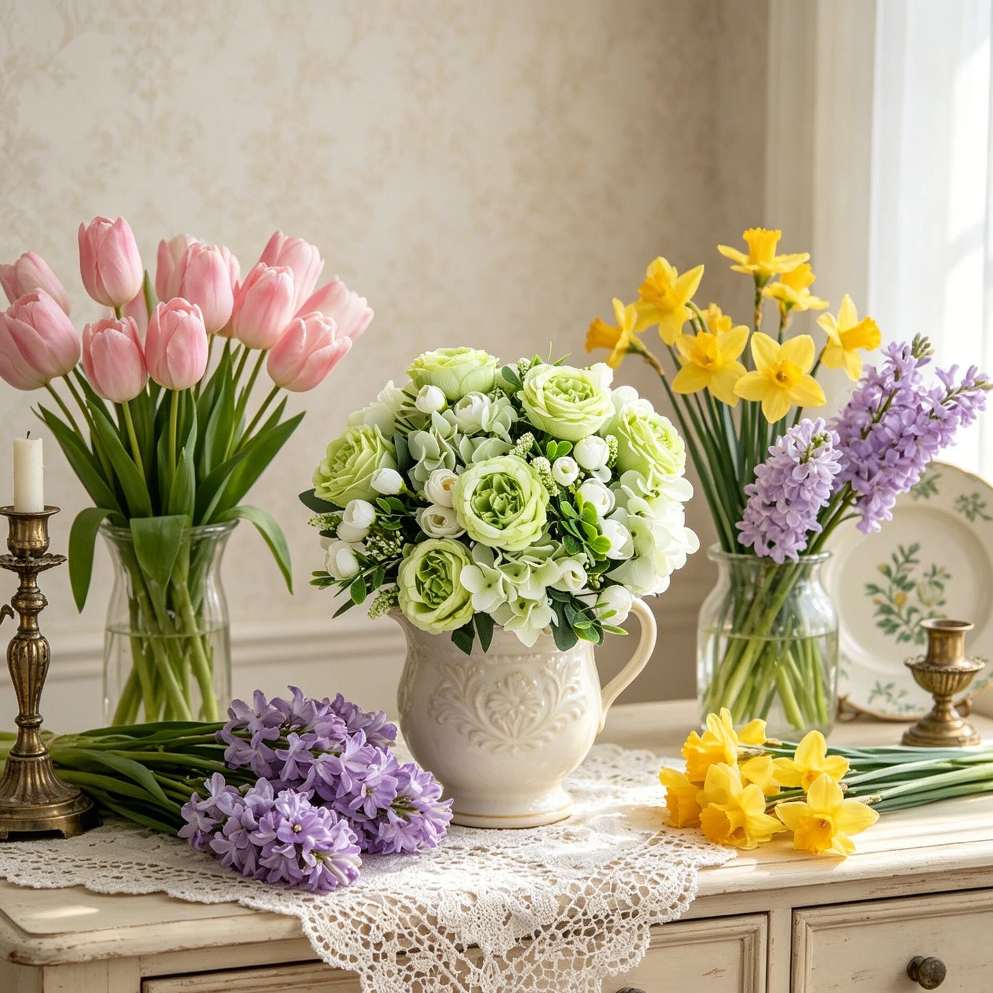 Artificial Silk Peony & Hydrangea Bouquet – Wedding Home Decor