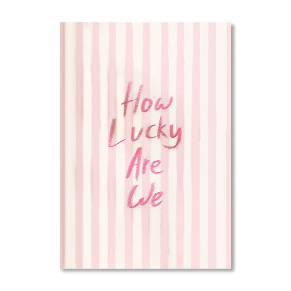 1 Piece of Frameless How Lucky Are We Wall Stripe Art Printing,Fashion Retro Aesthetic Poster,Apartment Digital Printing Deco Peaceful Pleasures Health and Wellness TT266-7 50x70cm Unframed