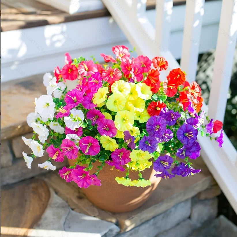 Outdoor Artificial Silk Morning Glory Flowers – 6 Bundle Set