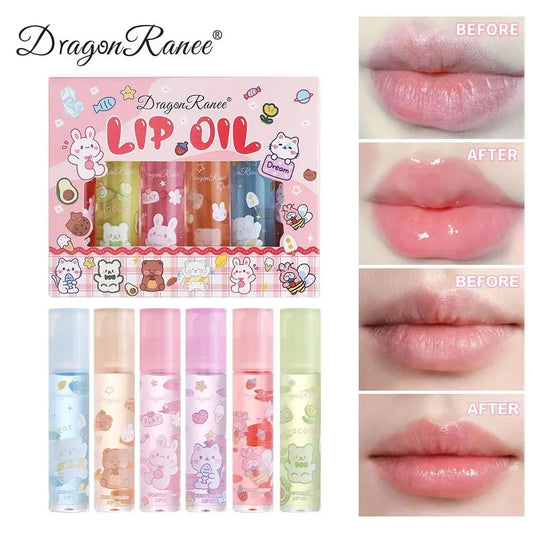 Dragon Ranee 6-Piece Hydrating Lip Oil Set – Flower Jelly Gloss Lip Oil Set Oasis Select