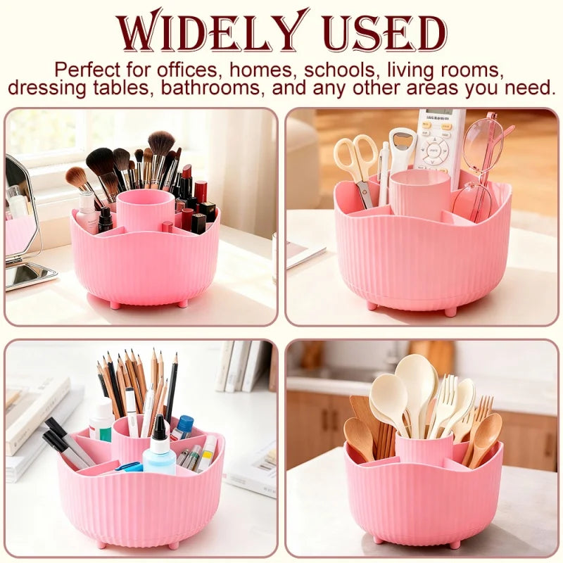 360° Rotating Makeup Organizer | Brush & Lipstick Holder