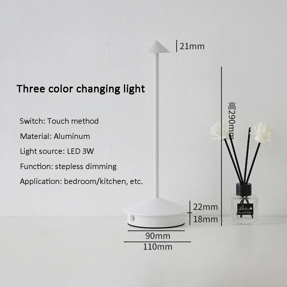 2PCS Rechargeable Table LED Lamp Touch Sensor Night Desk Lamp for Restaurant Bar Bedroom 3 Color Temperatures Stepless Dimming Peaceful Pleasures Health and Wellness