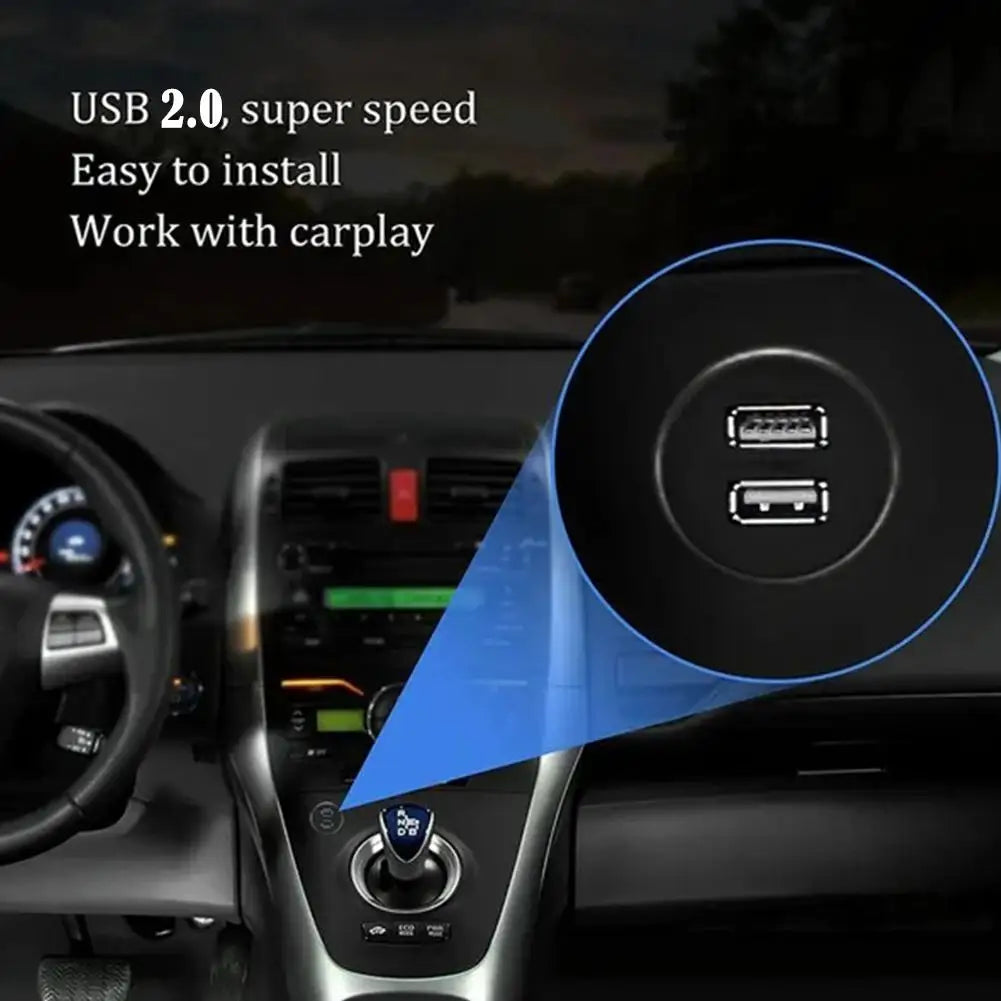 Dual port USB Socket Cabe USB3.0 Auto Car Flush Mount Extension Cord Dashboard Panel Square USB cable for Motorcycle 1m Peaceful Pleasures Health and Wellness