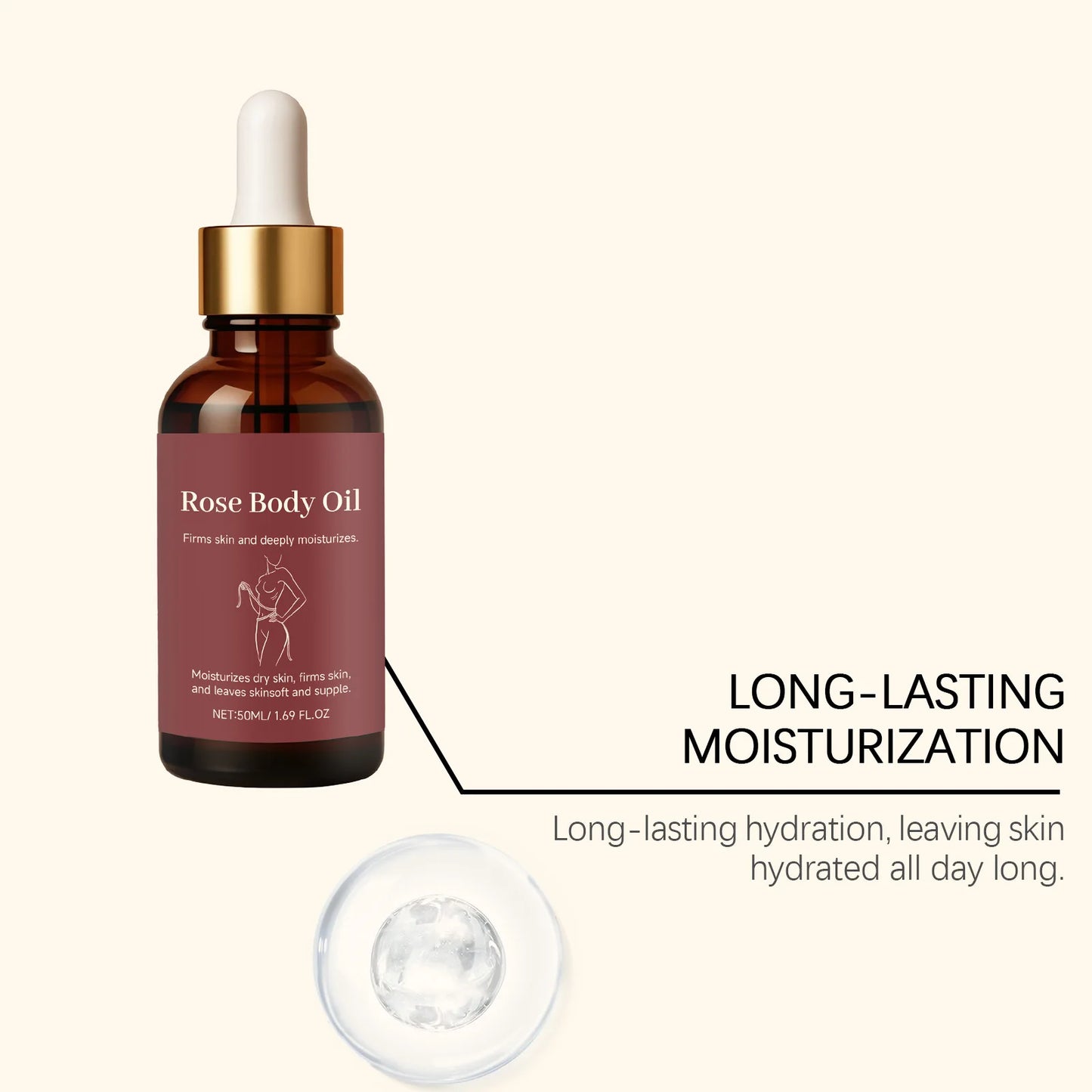 Rose Body Essential Oil Smoothing Skins Improving Skin State Deeply Nourishing Lasting Moisturizing Flower Fragrance Body Serum Peaceful Pleasures Health and Wellness