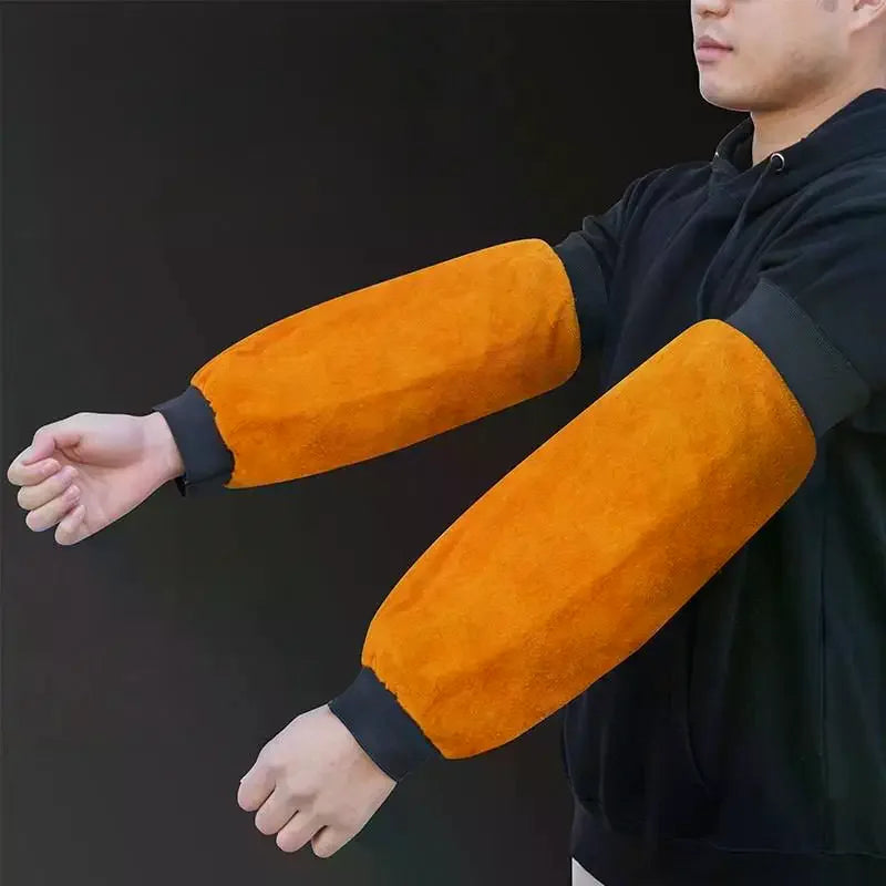 PU Leather Welding Sleeves | Heat Resistant Arm Guards, 1 Pair