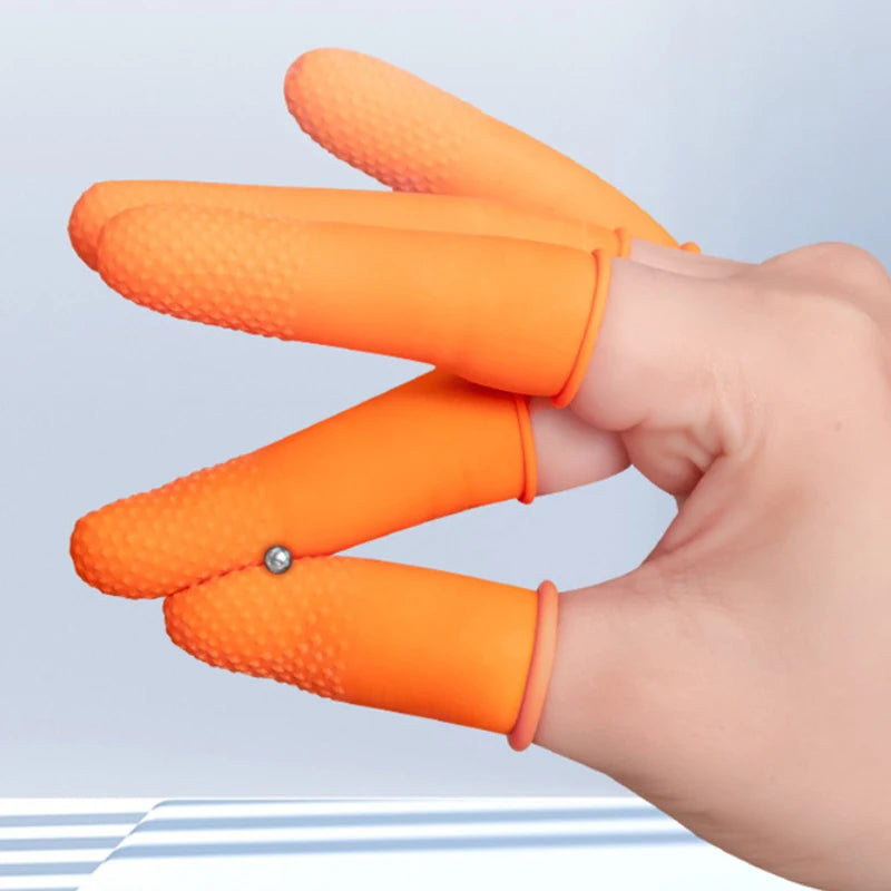 Orange Rubber Finger Covers with Dotted Patterns Anti-slip Durable and Thickened Latex Protection Peaceful Pleasures Health and Wellness