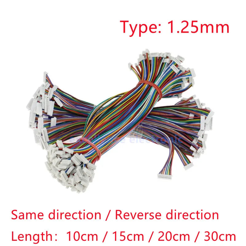 10Pcs Micro JST 1.25mm Wire Connector Pitch 1.25mm 2P 3P 4P 5P 6P 7P 8P 9P 10P Female to Female Plug Same / Reverse Direction Peaceful Pleasures Health and Wellness length 30cm 6p Reverse direction