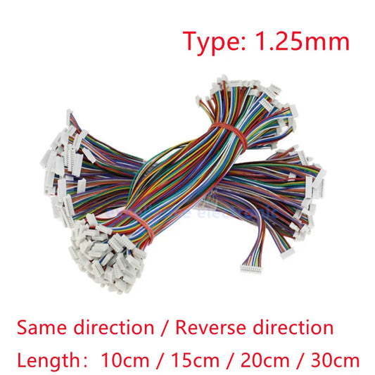 10Pcs Micro JST 1.25mm Wire Connector Pitch 1.25mm 2P 3P 4P 5P 6P 7P 8P 9P 10P Female to Female Plug Same / Reverse Direction Peaceful Pleasures Health and Wellness length 30cm 6p Reverse direction