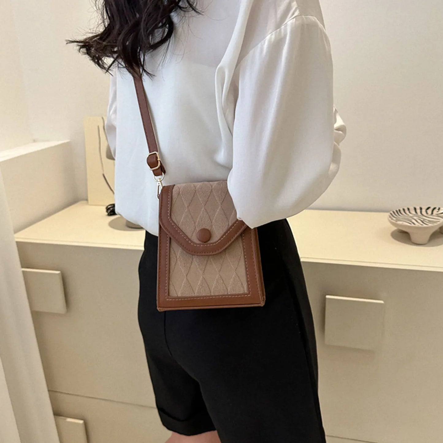 Women's Versatile Shoulder Bag Splicing Design Soft PU Leather Shoulder Bag Exquisite Gift for Girls Birthday Peaceful Pleasures Health and Wellness