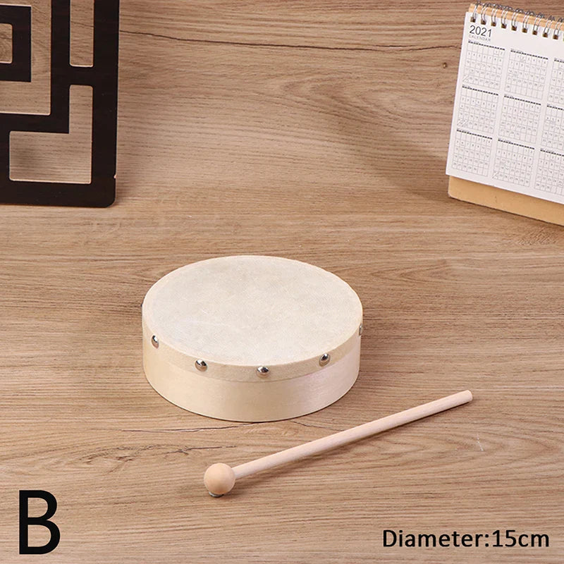 Wood Frame Hand Drum with Drumstick – Kids Percussion Toy