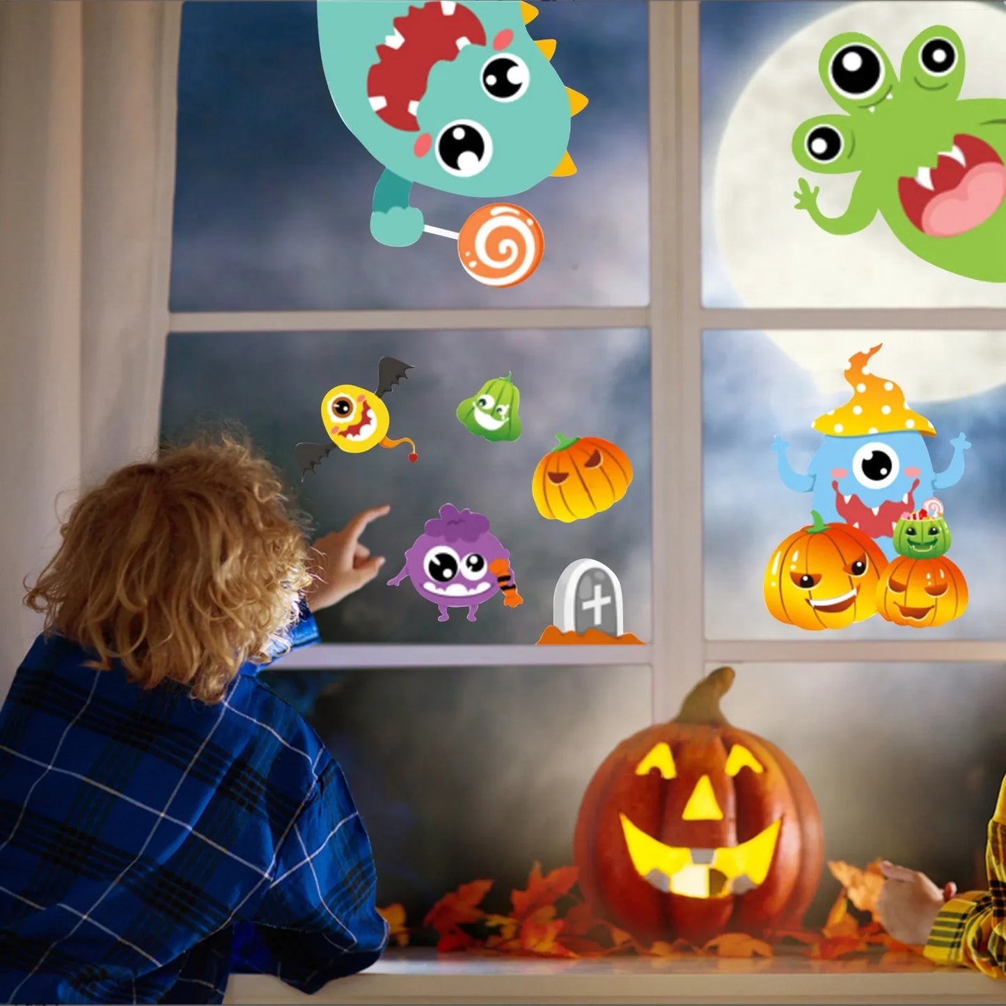 Halloween Window Clings & Decals – 4-Sheet Spooky Sticker Set