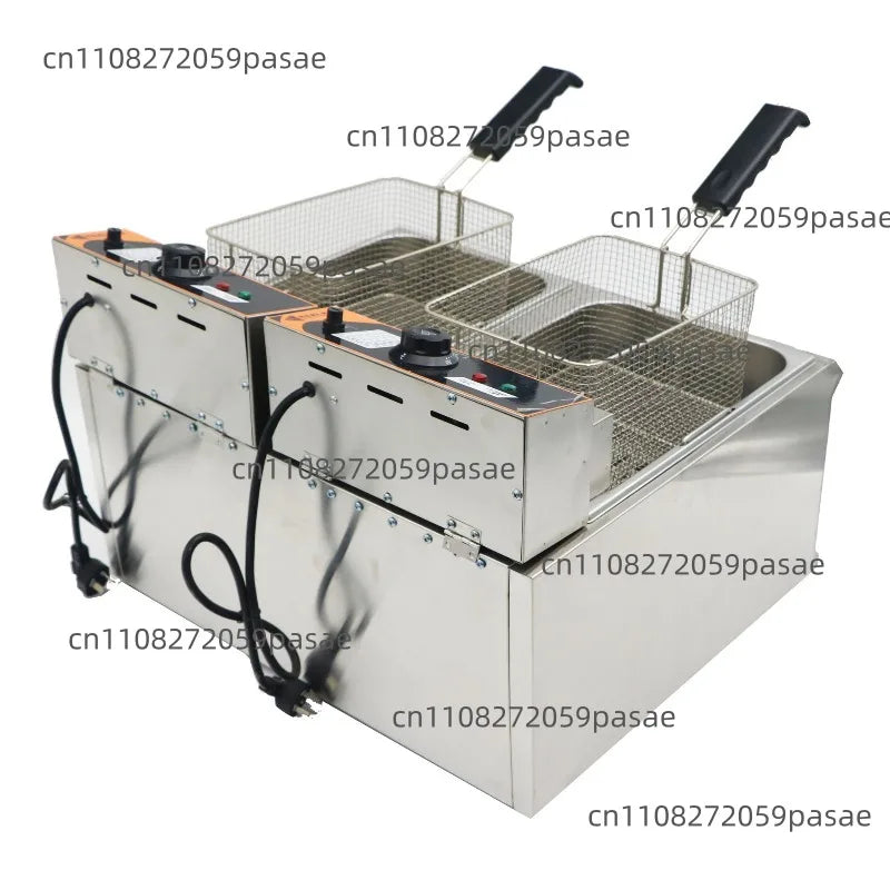 Double Burner Commercial Deep Fryer – Dual 17L Tanks & Temp Control