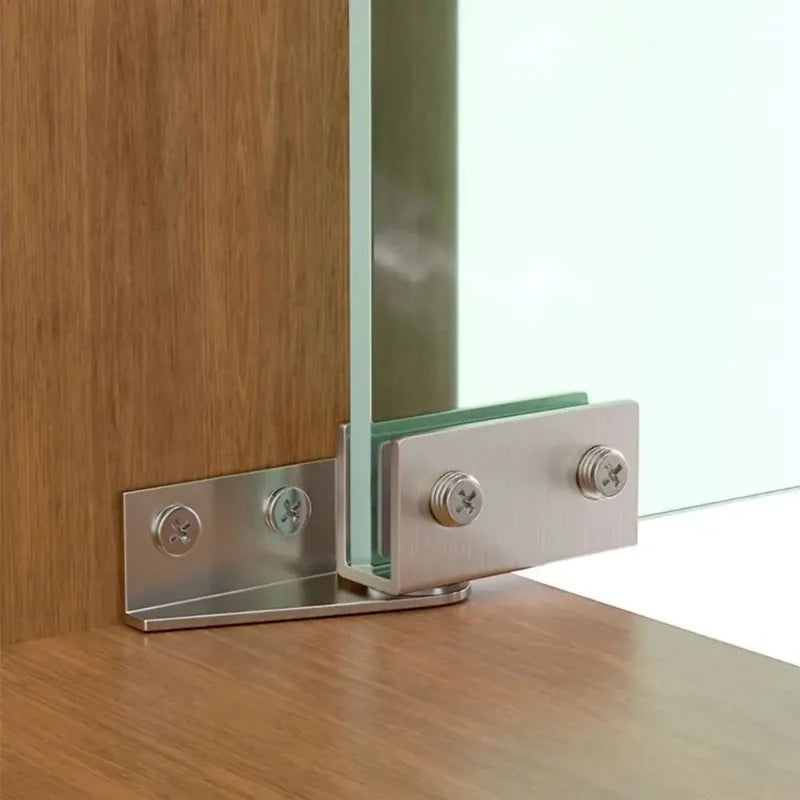 2Pcs Non-perforated Glass Door Hinge Display Cabinet Glass Cabinet Hinge Side Mounted Stainless Steel Furniture Hardware Hinge Peaceful Pleasures Health and Wellness