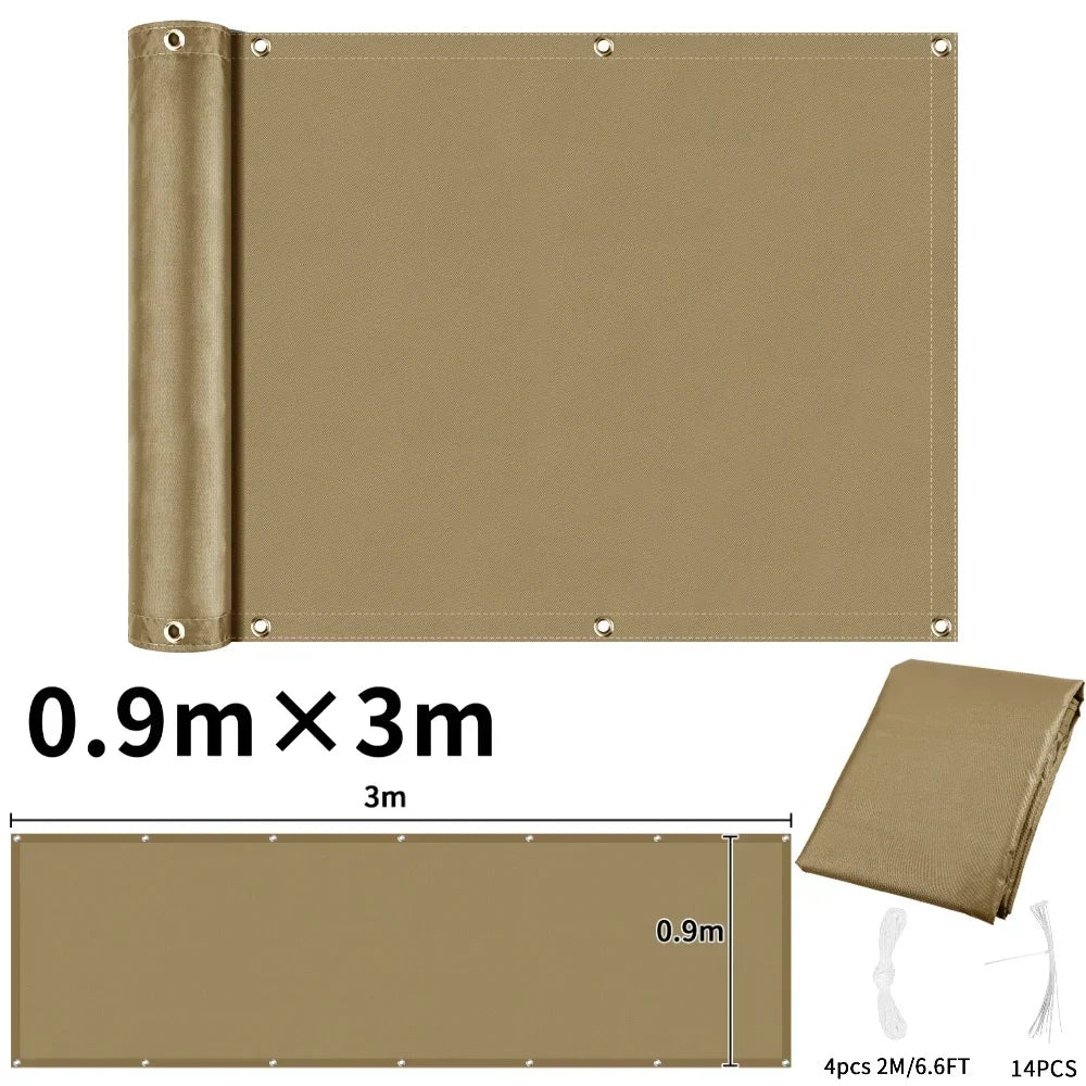 Balcony Privacy Screen Patio Fence Screen for Balcony Cover Waterproof Garden Sunshade Cloth with Grommets UV Protection Shelter Peaceful Pleasures Health and Wellness Sand 90x300CM