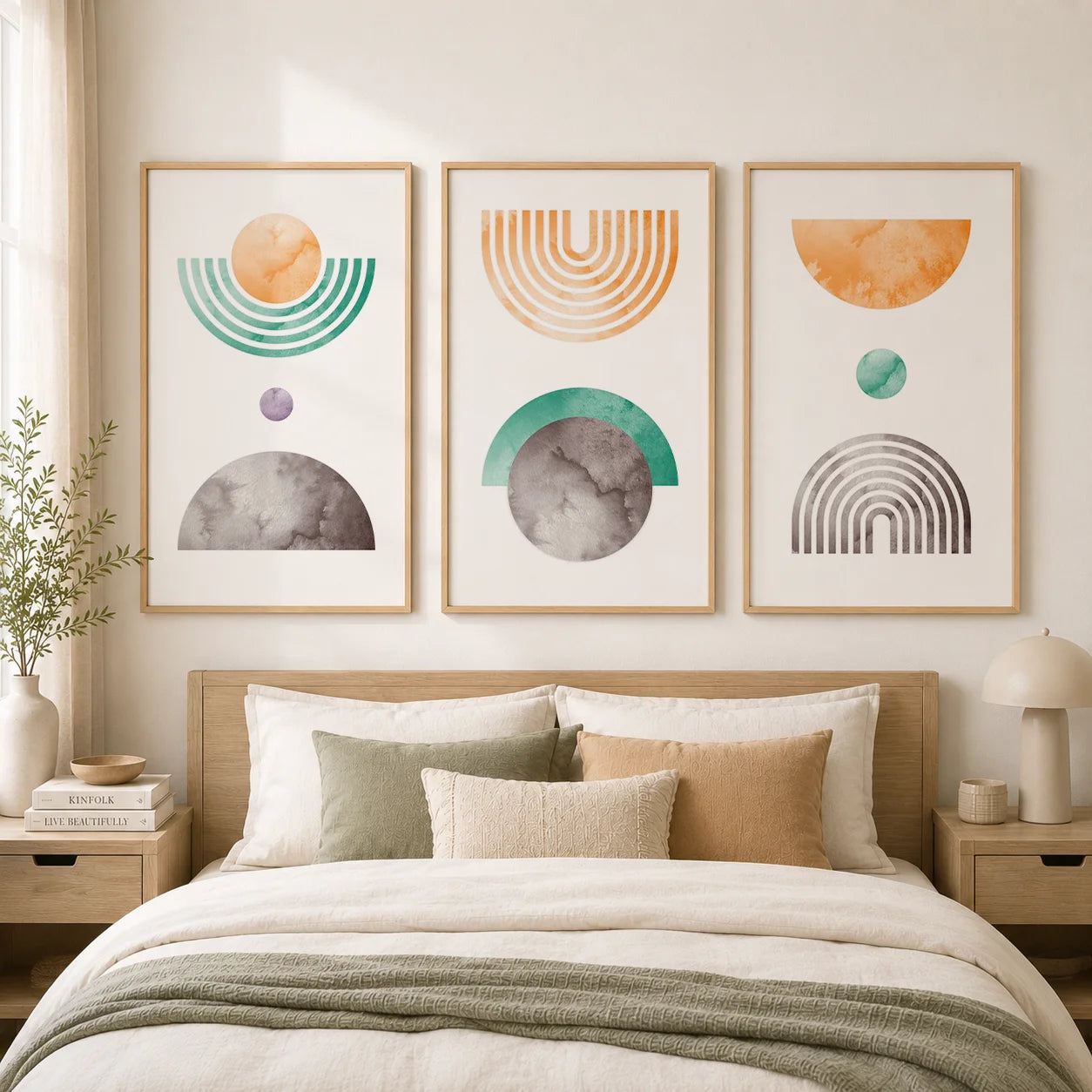 Boho Geometric Abstract Canvas Wall Art | Nordic Poster Print Canvas Wall Art Peaceful Pleasures Health and Wellness