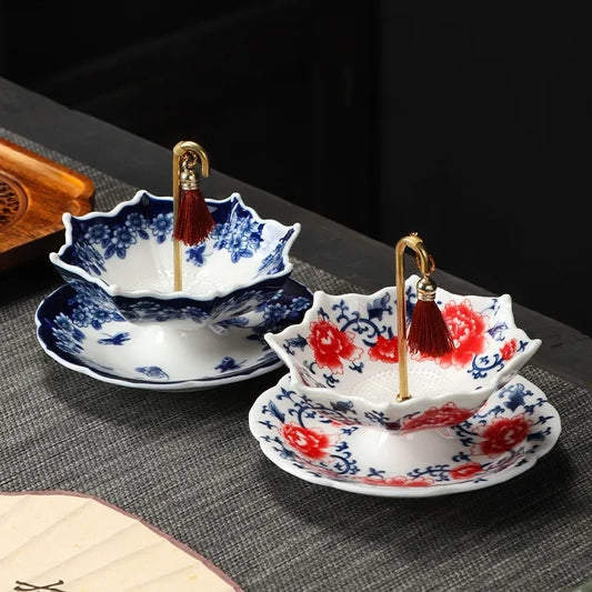 Creative Blue and White Porcelain Umbrella-shaped Ceramic Filter Tea Strainer Gongfu Tea Set Accessories Rotating Tea Filter Peaceful Pleasures Health and Wellness