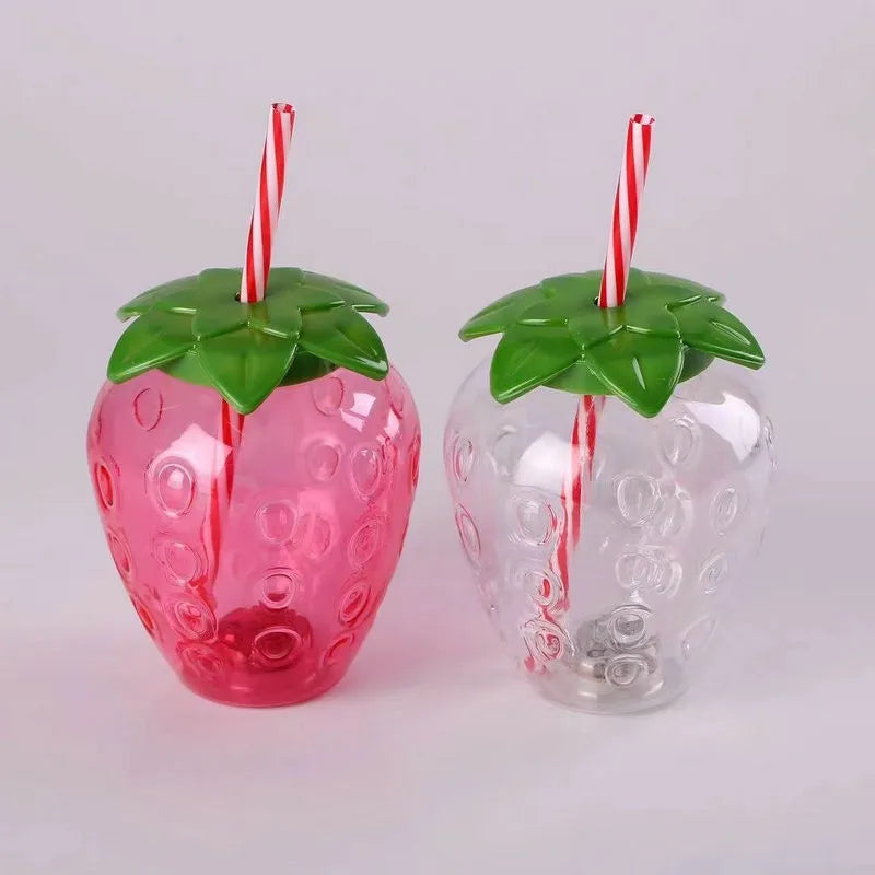 8PCS Strawberry Cups with Lids and Straws Reusable Cute Drinking Cups Strawberry Water Bottles for Hawaiian Summer Party Peaceful Pleasures Health and Wellness