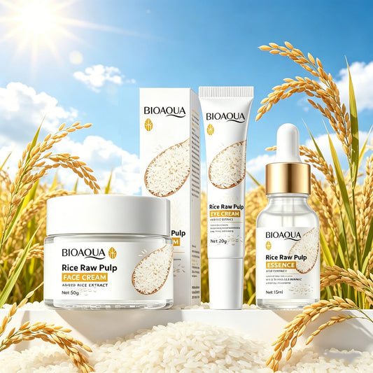 BIOAQUA White Rice Brightening Face Cream Moisturizing Essence Firming Eye Cream Skin Care Peaceful Pleasures Health and Wellness