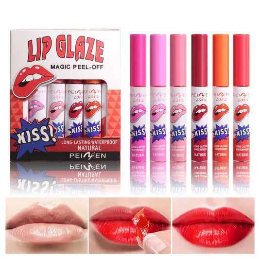 6-Color Peel Off Lip Tint Set – Waterproof Matte Lip Stain Lip Tint Set Peaceful Pleasures Health and Wellness