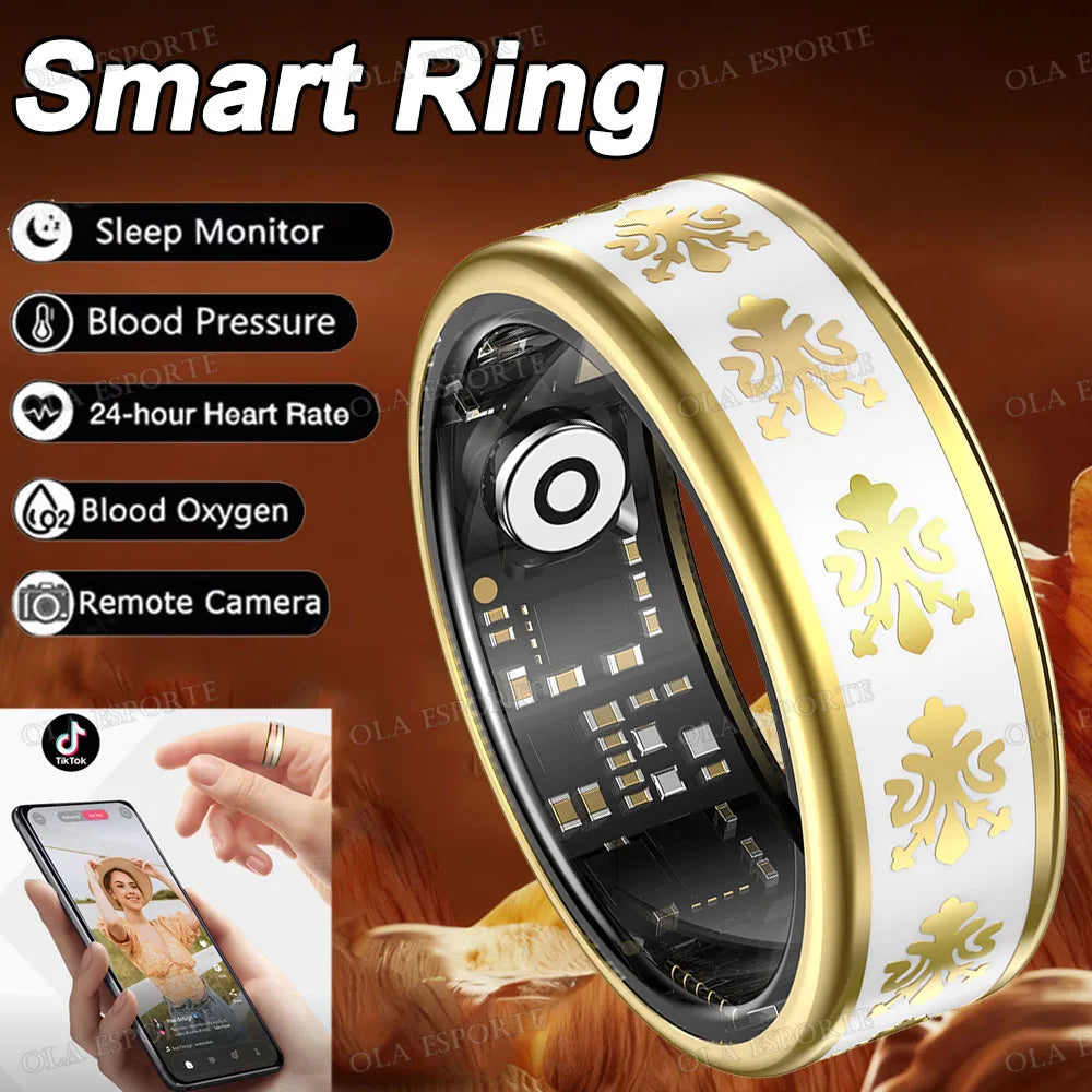 2026 New Enamel Smart Ring Heart Rate Blood Oxygen Sleep Monitor Gesture Video Navigation Family Care 5ATM Waterproof Smartring Peaceful Pleasures Health and Wellness White 13