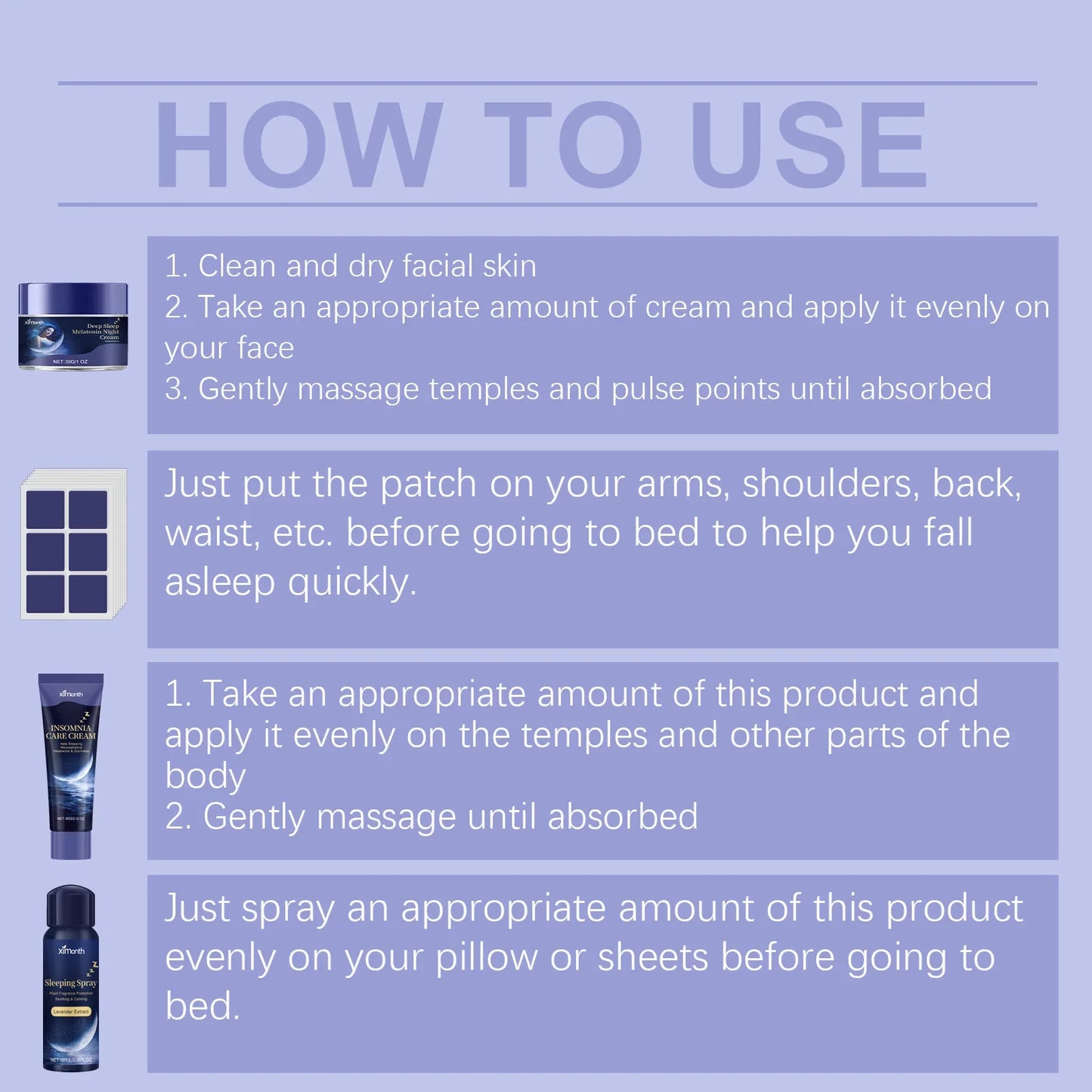 Lavender Sleep Patch, Night Cream & Pillow Spray Gift Set