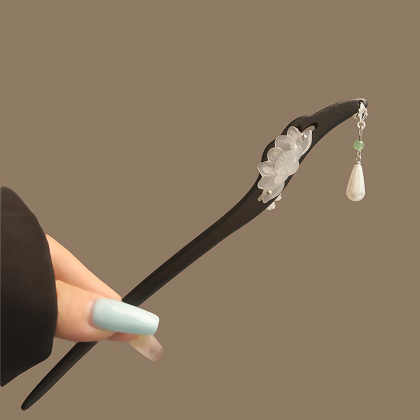 Chinese Floral Hair Chopsticks Long Straight Hair Stick with Pearl Flower Design for Pairing with Chinese Style Clothes Peaceful Pleasures Health and Wellness 4 XXS
