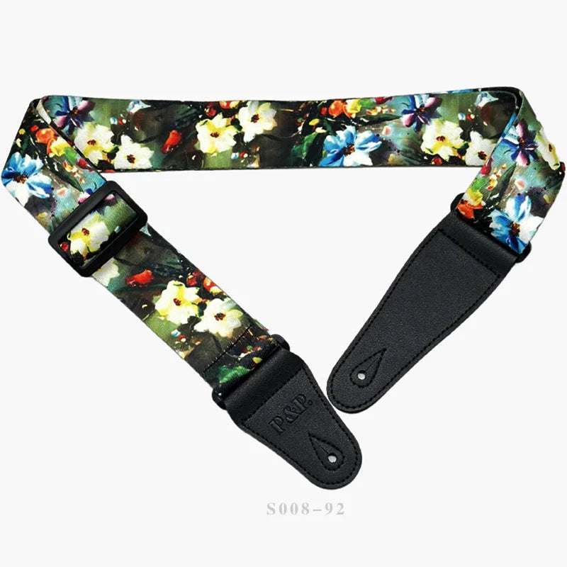 PP Guitar Strap Ethnic Sunflower Flower Musical Instrument