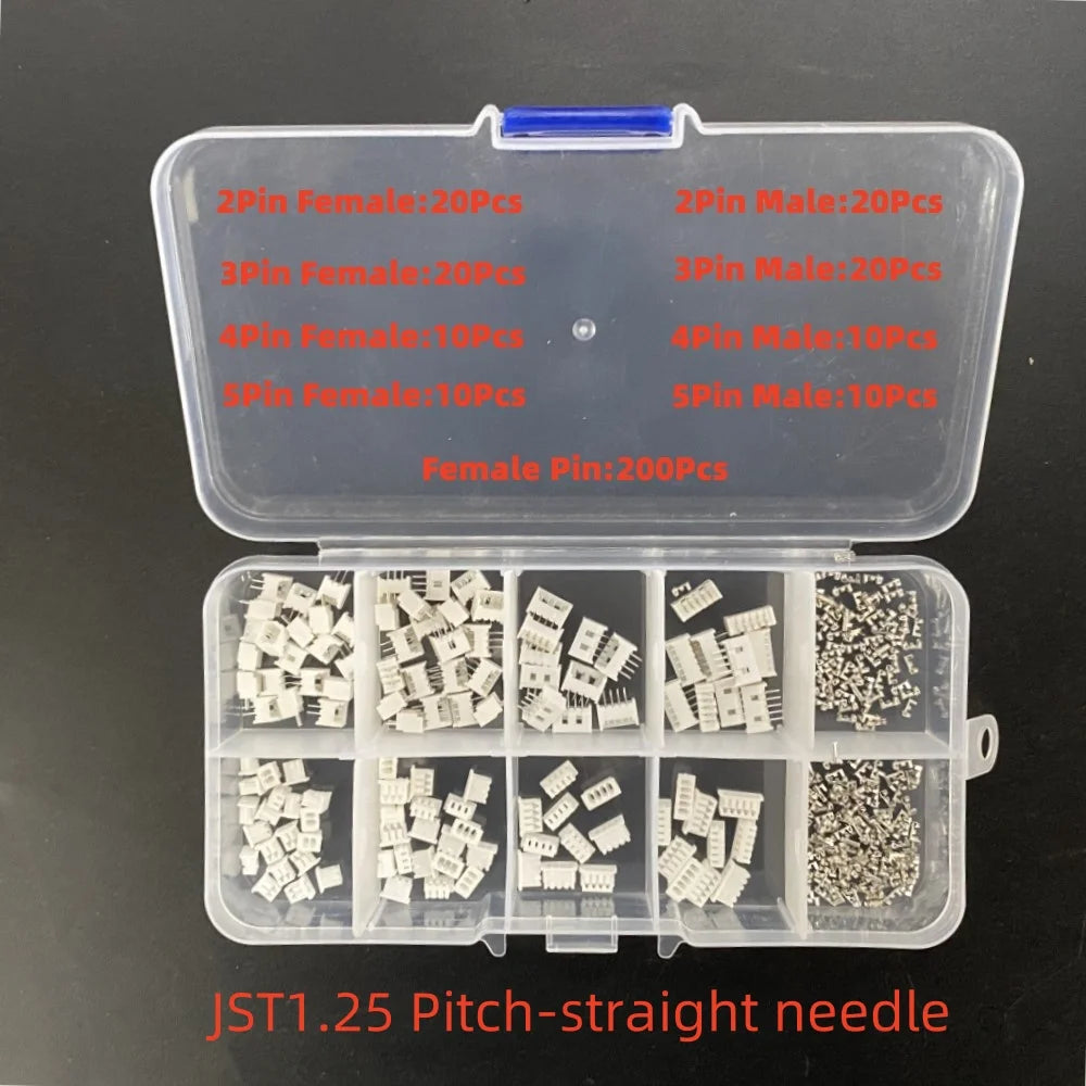 1Box JST SH1.0/1.25mm/PH 2.0/SM/SYP/XH 2.54mm/KF2510/VH 3.96mm Pitch Terminal Kit Male Female Housing Pin Header JST Connector Peaceful Pleasures Health and Wellness JST 1.25mm Straight
