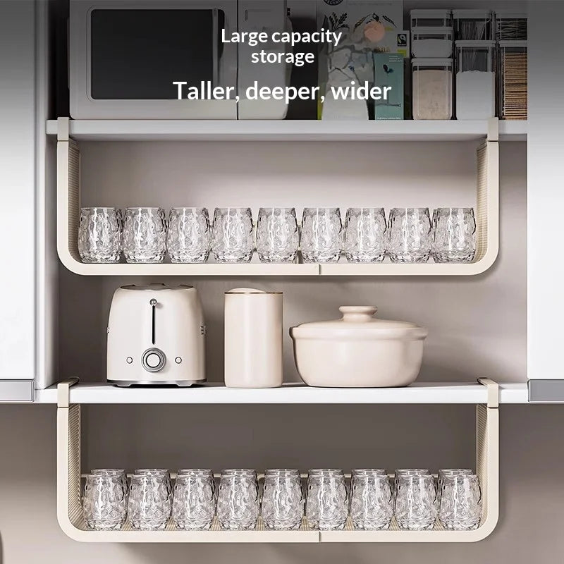 Telescopic Adjustable Multi Tier Kitchen Hanging Organizer for Cabinet Under Shelf Spice Condiment Storage Rack Ideal Kitchen Peaceful Pleasures Health and Wellness