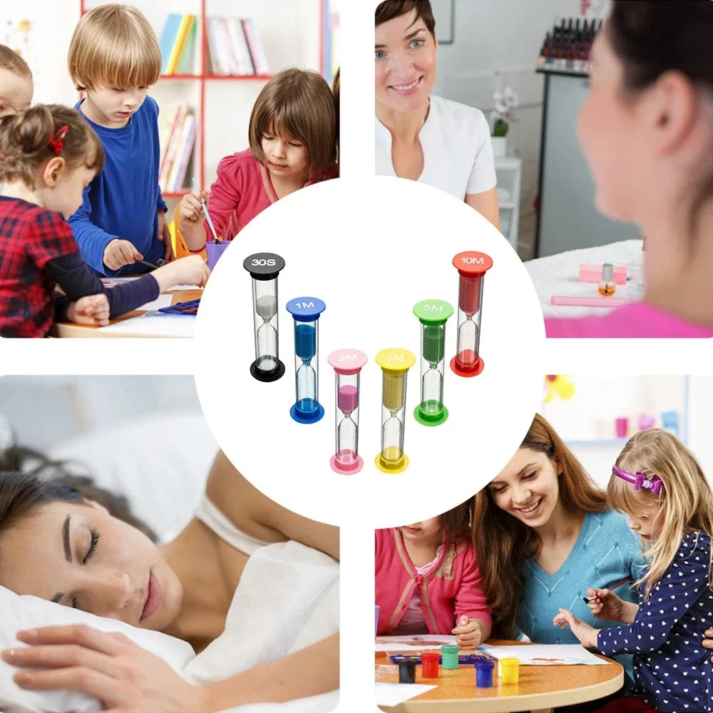 Colorful Hourglass Sand Timer Set – 6 Pieces, 30s–10 Min