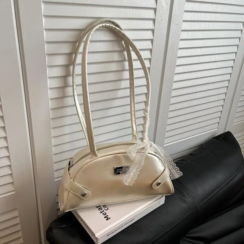 Women's PU Leather Bow Tote Underarm Shoulder Handbag