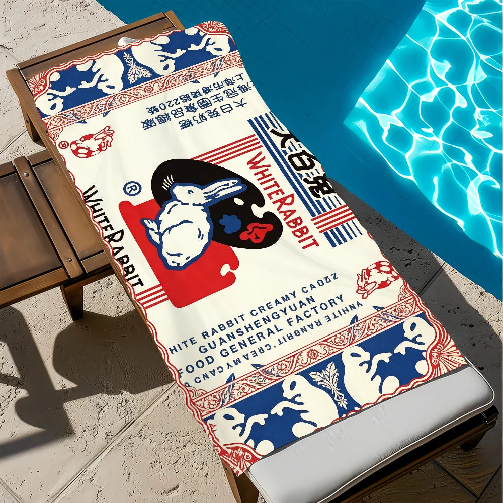 Cute Rabbit Quick-Dry Beach Towel | Soft Microfiber Pool Towel Quick-Dry Beach Towel Peaceful Pleasures Health and Wellness z6 STJ150x260CM
