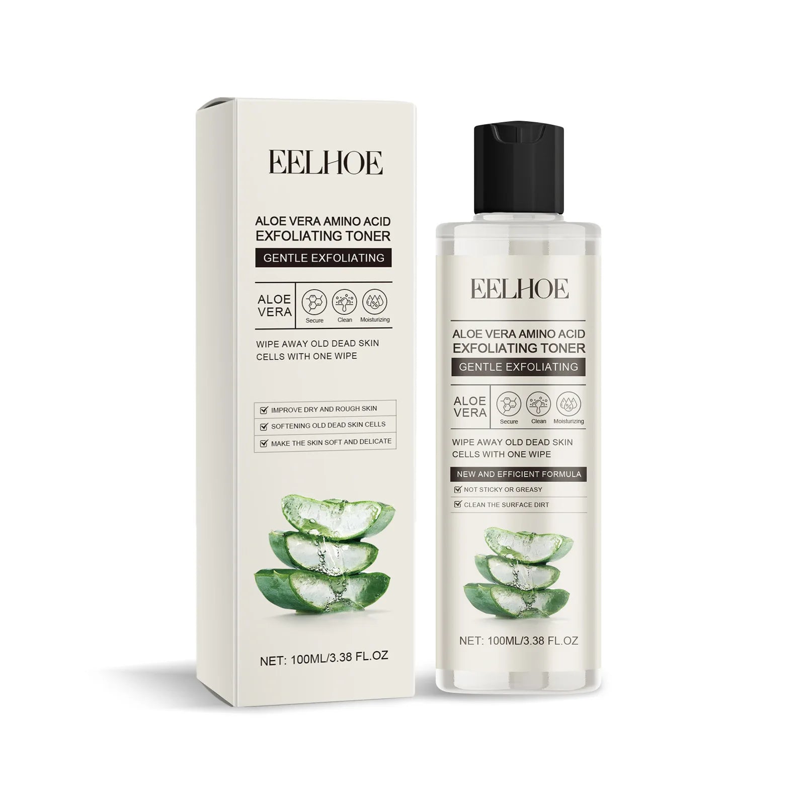 EELHOE Aloe Vera Toner for Face Moisturizing and Exfoliating Peaceful Pleasures Health and Wellness 100ml Boxed