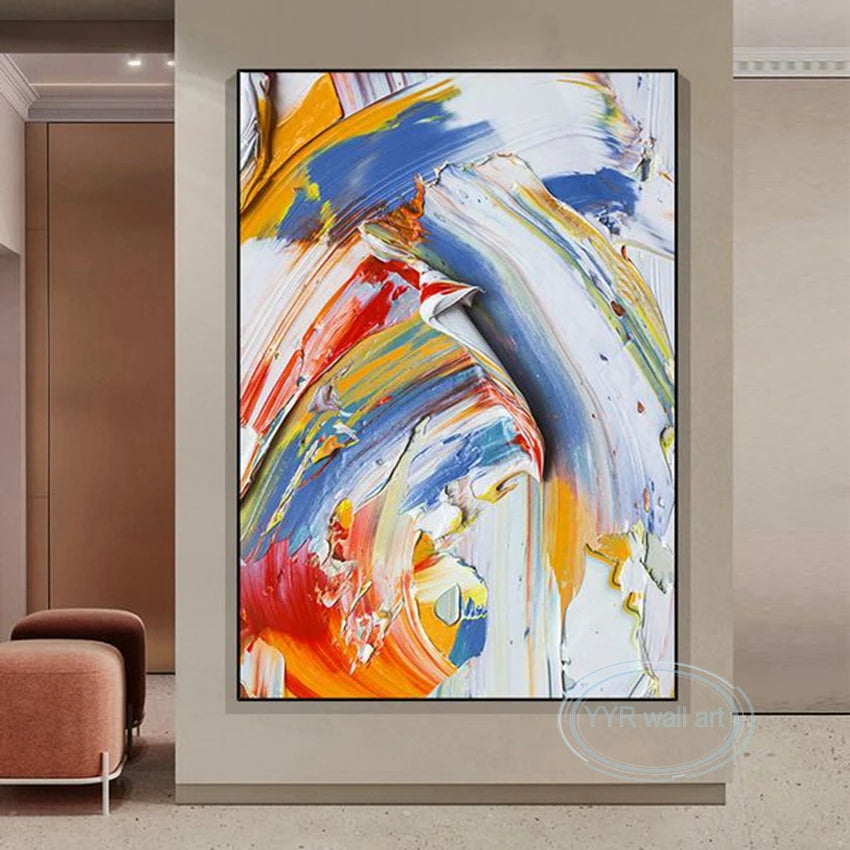 Canvas Wall Art Decoration Poster Handmade Oil Painting Abstract Thick Texture Acrylic Mural Living Room Porch Hotel Large Image Peaceful Pleasures Health and Wellness