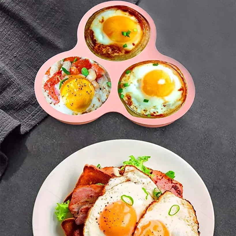 2-Pack Silicone 3-Cavity Egg Muffin Mold for Air Fryer & Oven