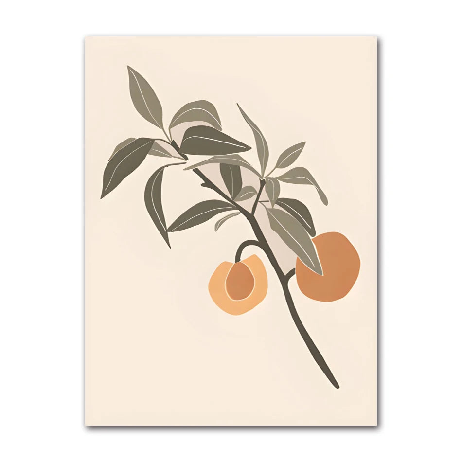 Vintage Nordic Canvas Wall Art | Abstract Girl Plant Leaf Print