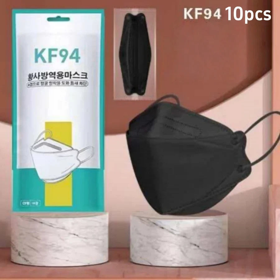 Adult KF94 Disposable Face Masks 4-Layer Melt-Blown | White & Black