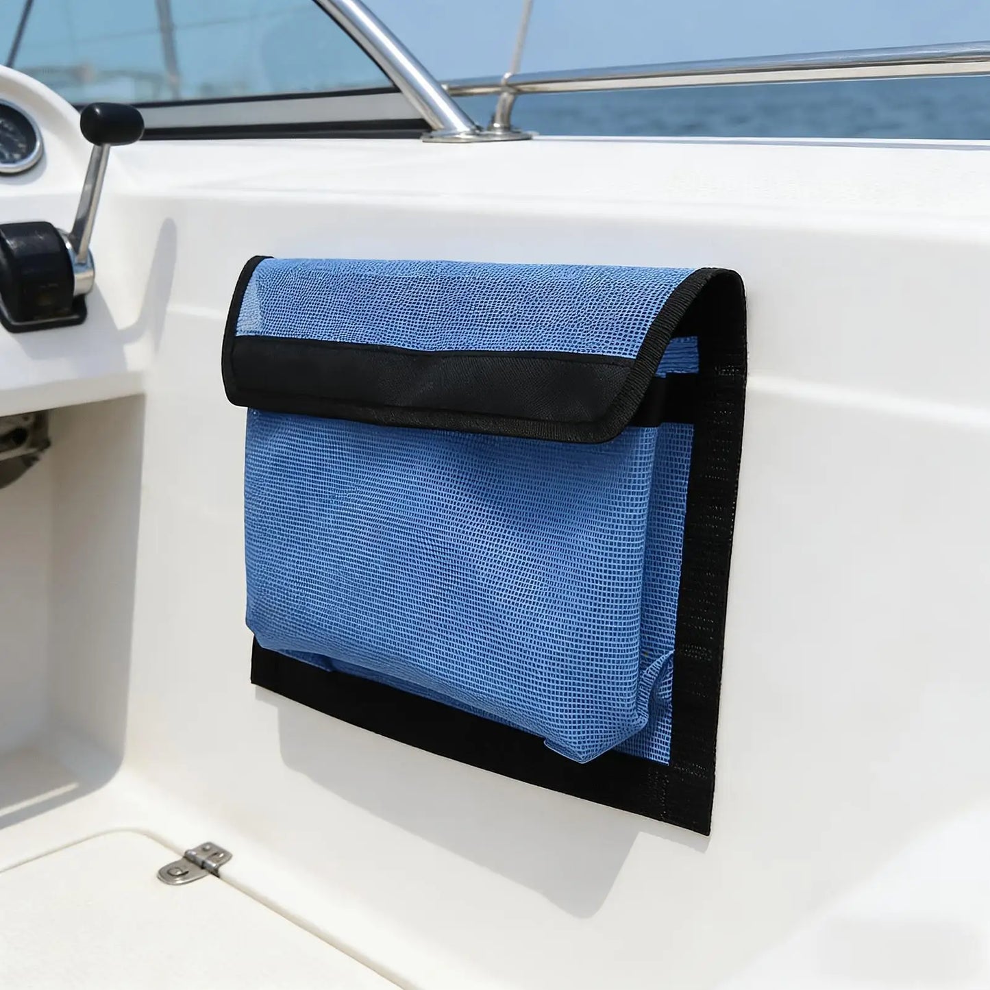 Marine Mesh Storage Bag – Self-Adhesive Boat Organiser with Lid