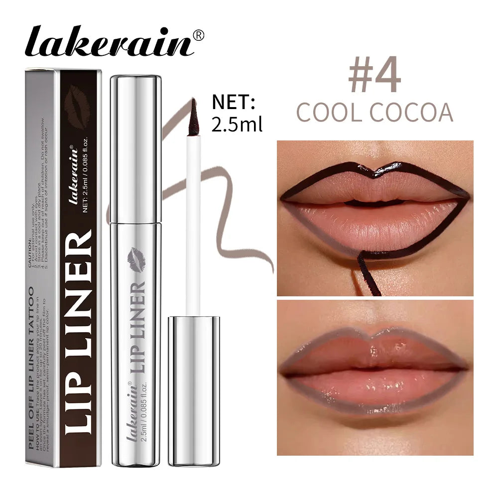 Peel Off Lip Stain Lip Liner Tattoo Long-Lasting Waterproof Smudge-Proof Transfer-Proof Matte Lipliner Magic Lip Cosmetic Peaceful Pleasures Health and Wellness 4Cool Cocoa
