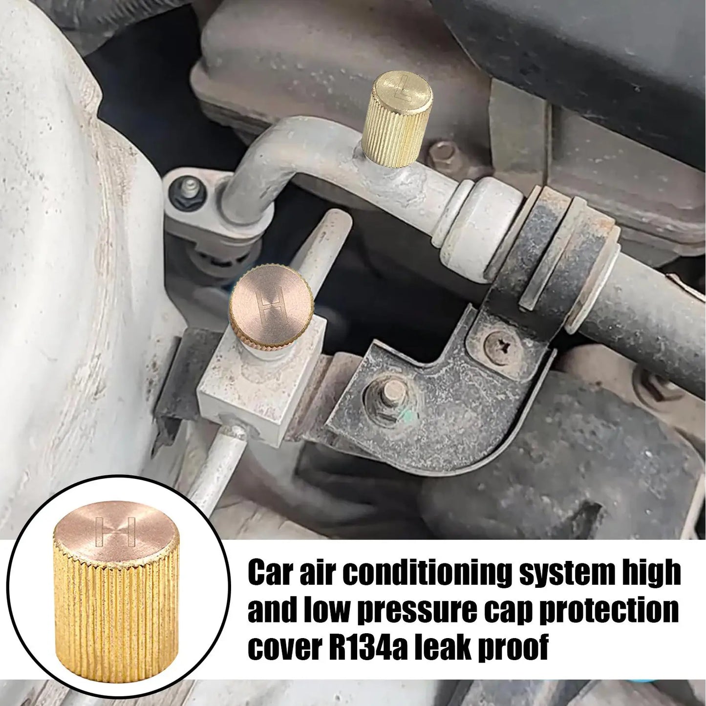 Leakproof AC Low Pressure Cap, Copper Dustproof Valve Cover For Automotive HVAC Air Conditioner Radiator Line Vent Repair tool Peaceful Pleasures Health and Wellness