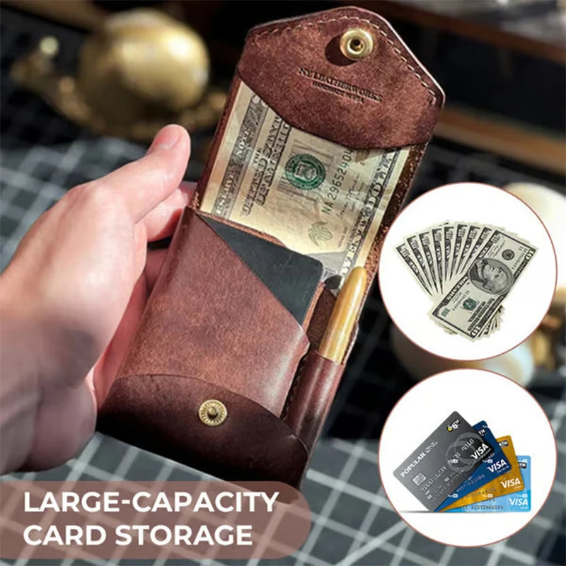 Slim Leather Card Holder Wallet with Pen Slot | Minimalist
