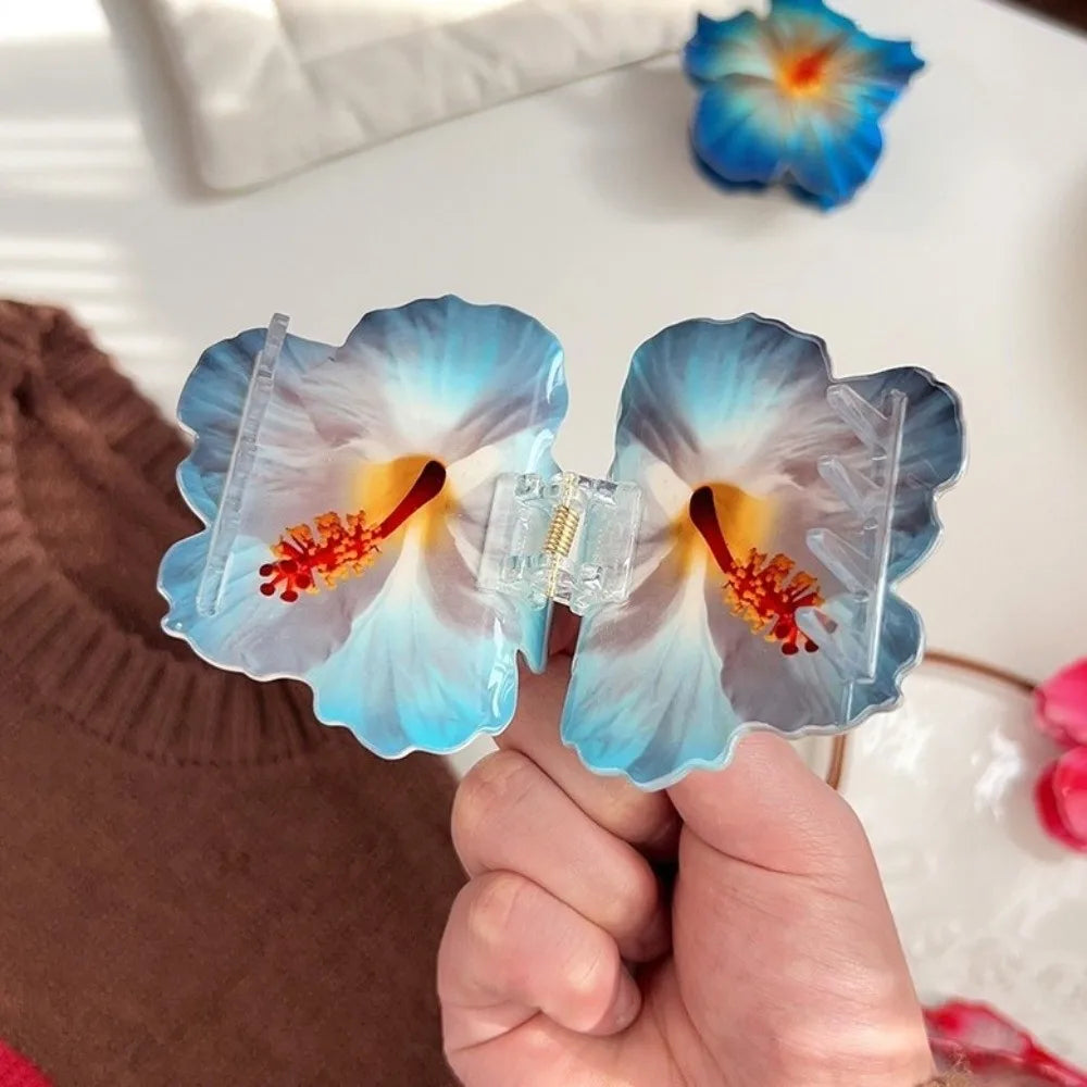 Hibiscus Flower Hair Claw Clip – Double-Sided Acrylic Print