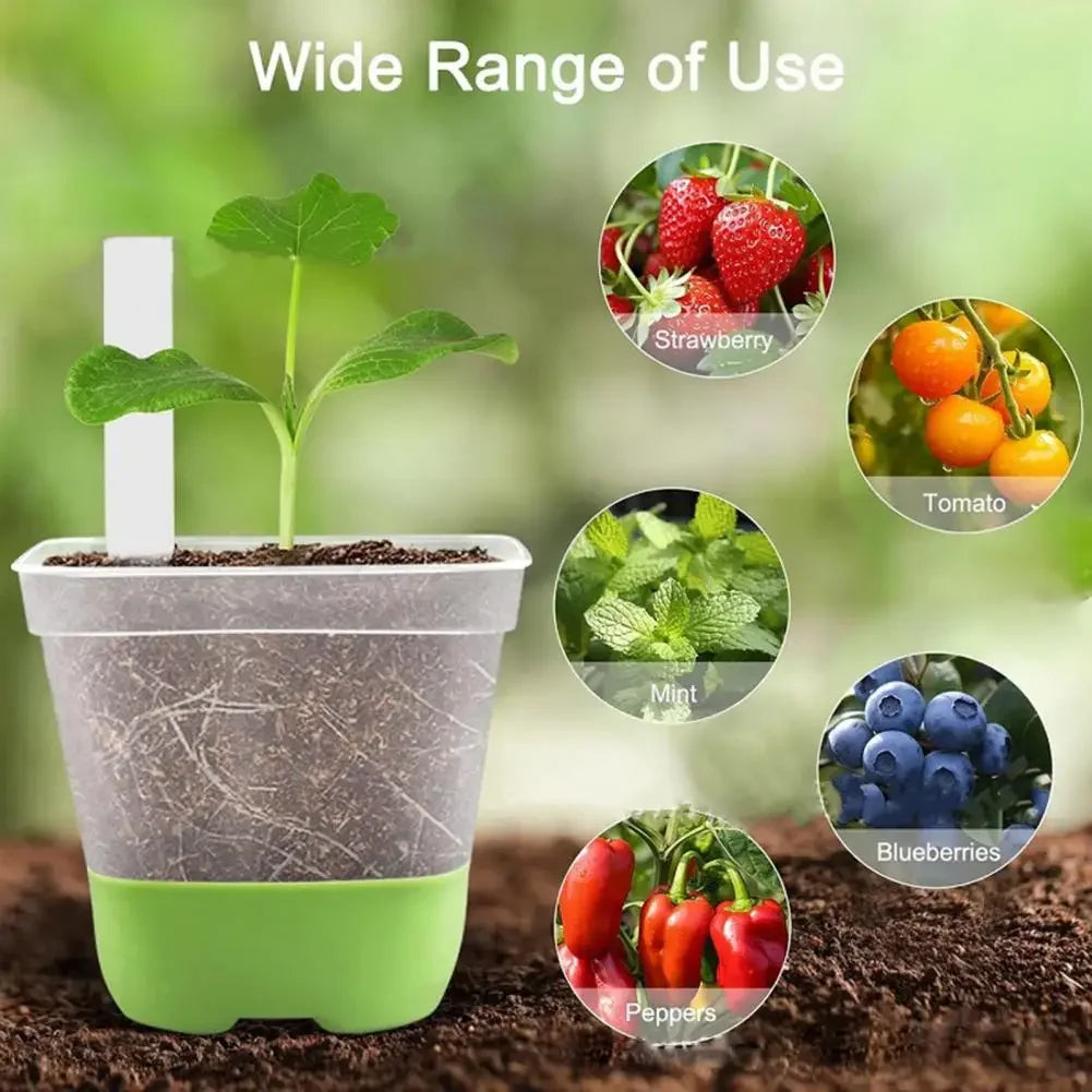 6 plastic square flower pots, transparent planting and seedling pots, reusable, breathable with silicone bottom and label Peaceful Pleasures Health and Wellness