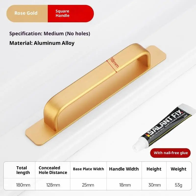 Aluminum Alloy Drill-free Handle Glass Sliding Door Window Drawer Wardrobe Push-pull Bathroom Sticker Door Handles Peaceful Pleasures Health and Wellness A32