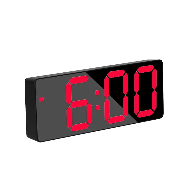 Led, Alarm, Clock, Digital, Children's, Electronic, Curved, Screen, Mirror, Temperature, Clock, Bedroom, Decoration, Electronics Peaceful Pleasures Health and Wellness Black and Red