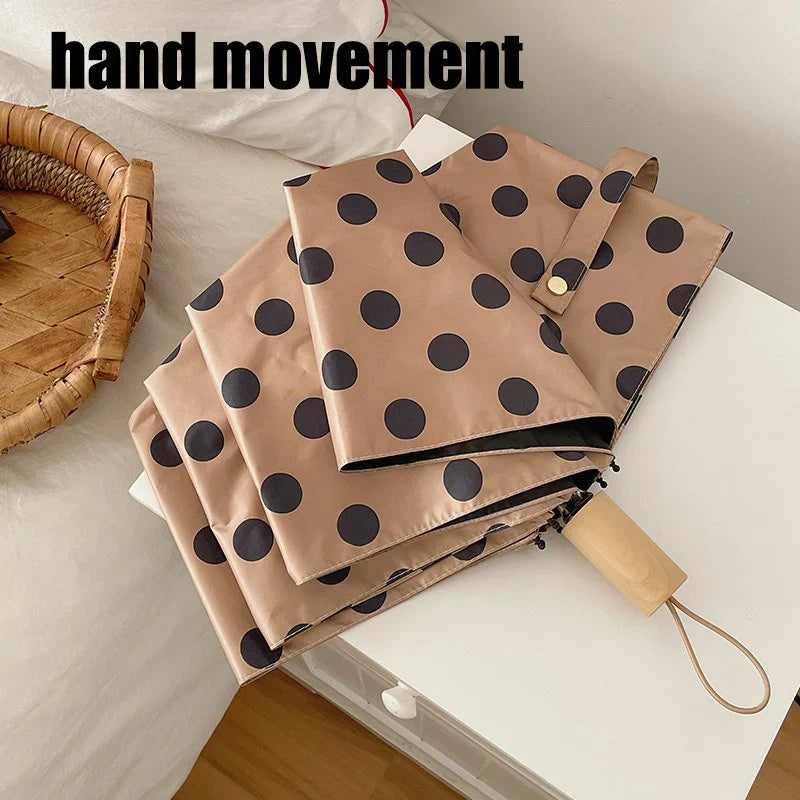 Retro Dot Folding UV Sun Umbrella – Portable & Auto Open